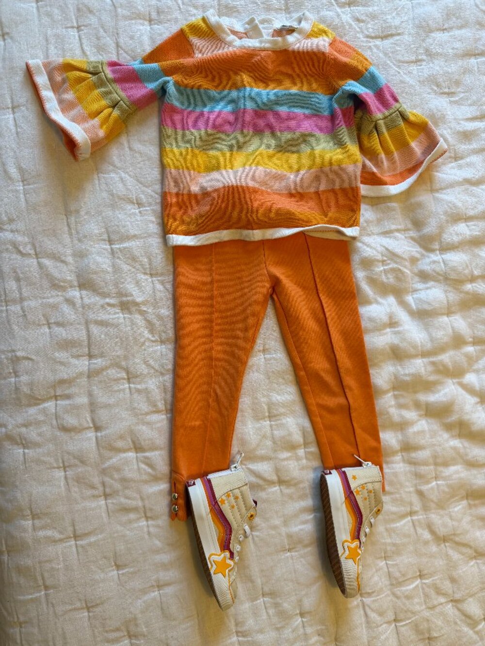 Toddler Girls Janie Jack Rainbow Stripe Sweater & Vans Star Sneaker Set